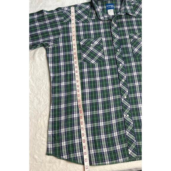 Wrangler green plaid Pearl Snap button down western shirt size 2XL - Picture 4 of 7